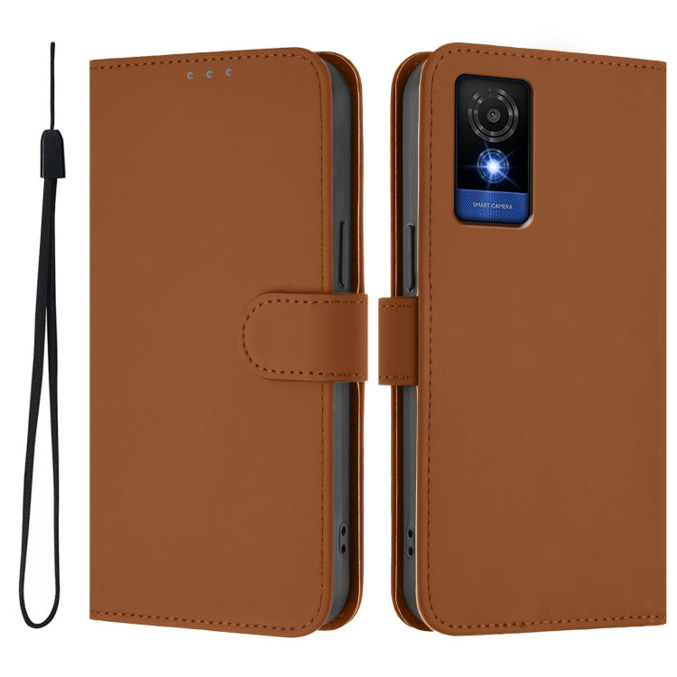 Skin Feel Solid Color Leather Phone Case with Lanyard, For TCL 501, For TCL 505