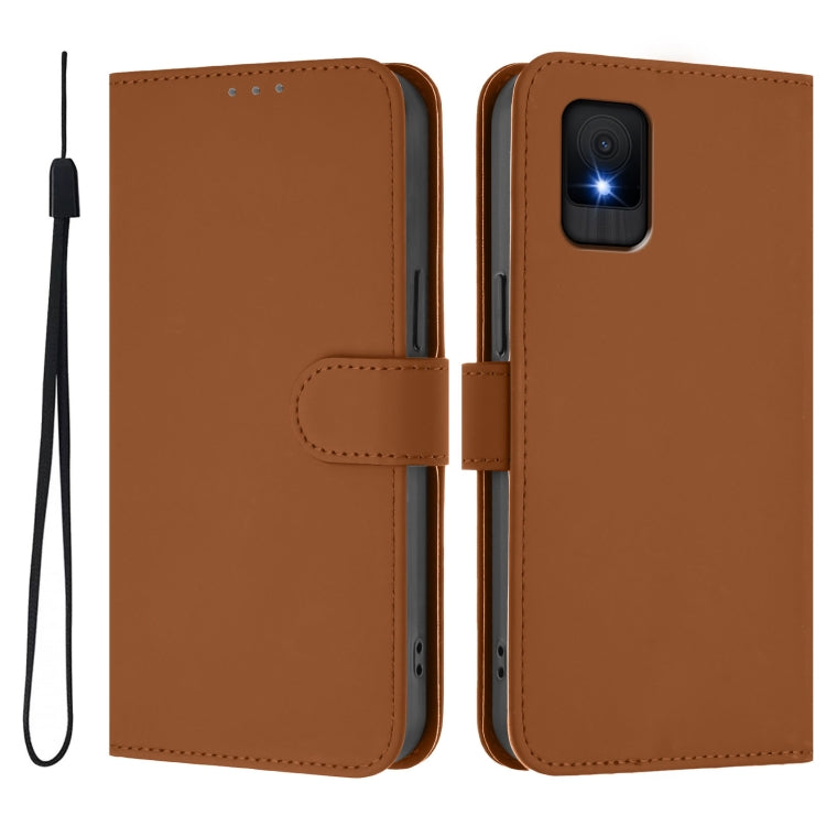 Skin Feel Solid Color Leather Phone Case with Lanyard, For TCL 502, For TCL 405 / 406 / 408