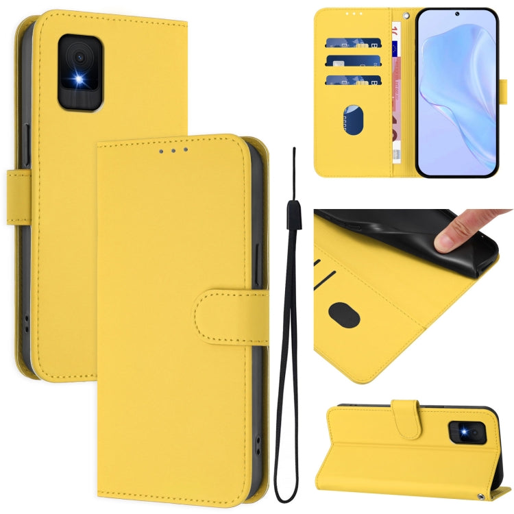 Skin Feel Solid Color Leather Phone Case with Lanyard, For TCL 502, For TCL 405 / 406 / 408