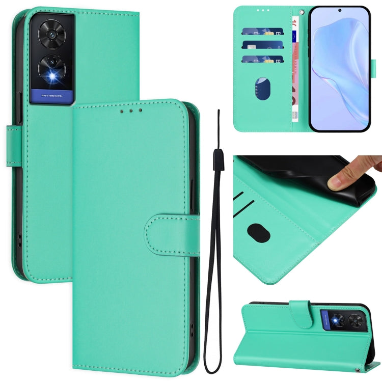 Skin Feel Solid Color Leather Phone Case with Lanyard, For TCL 501, For TCL 505
