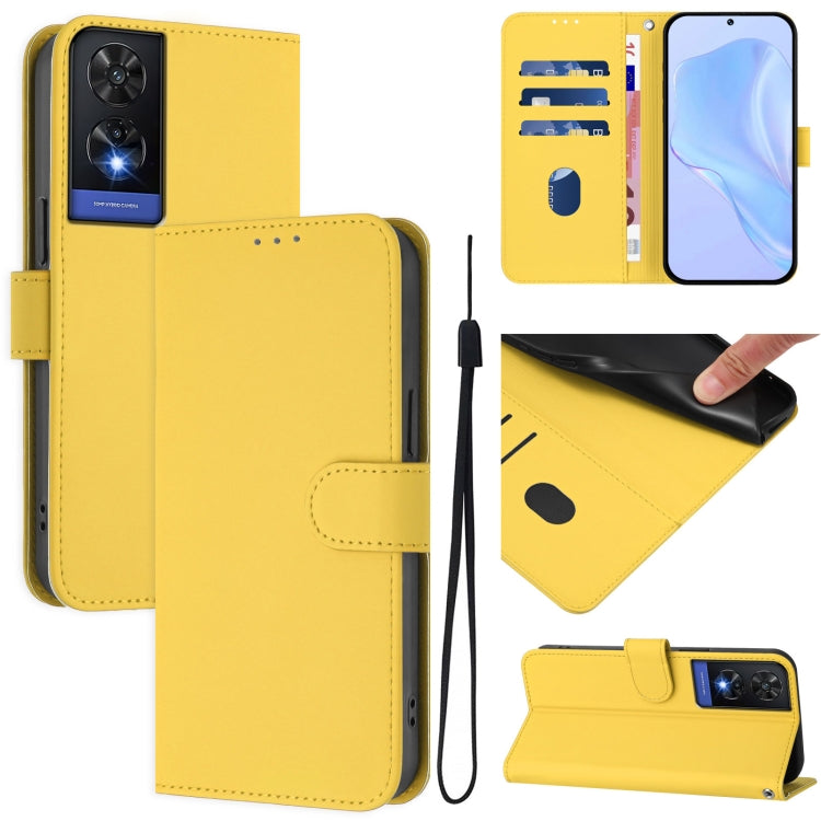 Skin Feel Solid Color Leather Phone Case with Lanyard, For TCL 501, For TCL 505