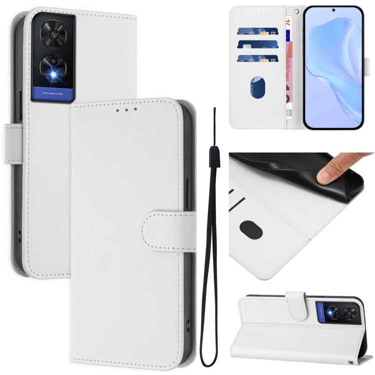 Skin Feel Solid Color Leather Phone Case with Lanyard, For TCL 501, For TCL 505