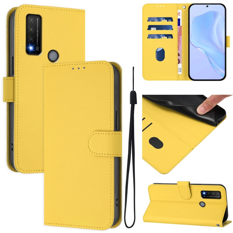 Skin Feel Solid Color Leather Phone Case with Lanyard, For TCL 30 XE 5G, For TCL 20 R 5G