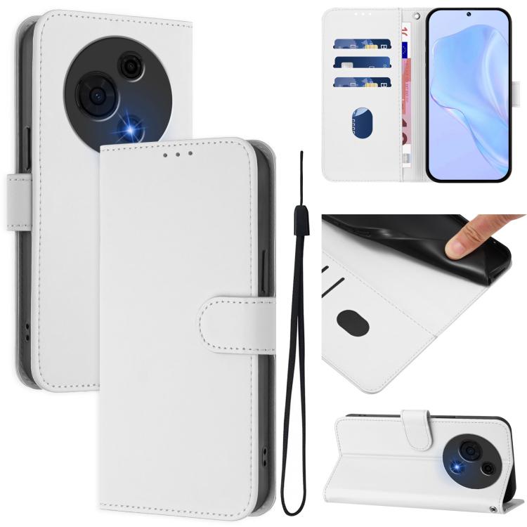 Skin Feel Solid Color Leather Phone Case with Lanyard, For TCL K32 5G / K33 5G, For TCL 60 NxtPaper