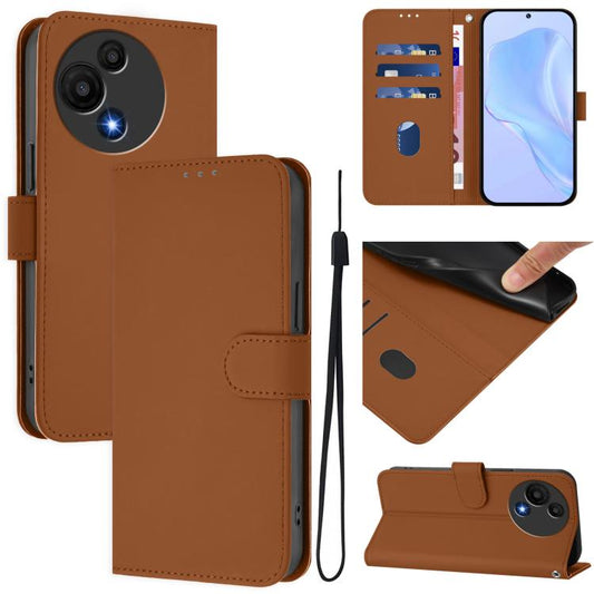 Skin Feel Solid Color Leather Phone Case with Lanyard, For TCL 605 / 60 SE, For TCL 50 5G / 50 XE NxtPaper 5G