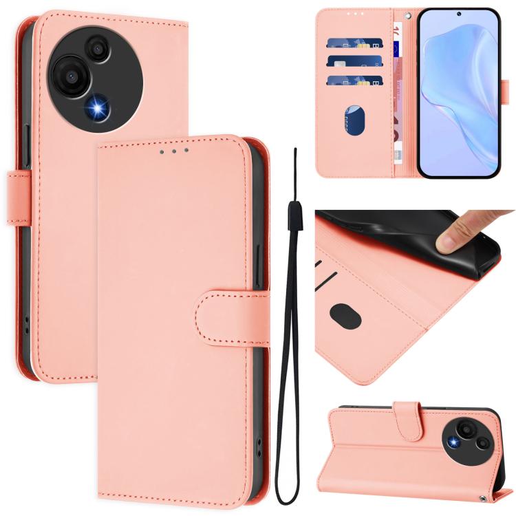 Skin Feel Solid Color Leather Phone Case with Lanyard, For TCL 605 / 60 SE, For TCL 50 5G / 50 XE NxtPaper 5G