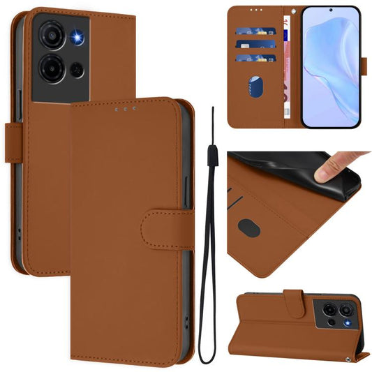 Skin Feel Solid Color Leather Phone Case with Lanyard, For TCL K32 5G / K33 5G, For TCL 60 NxtPaper
