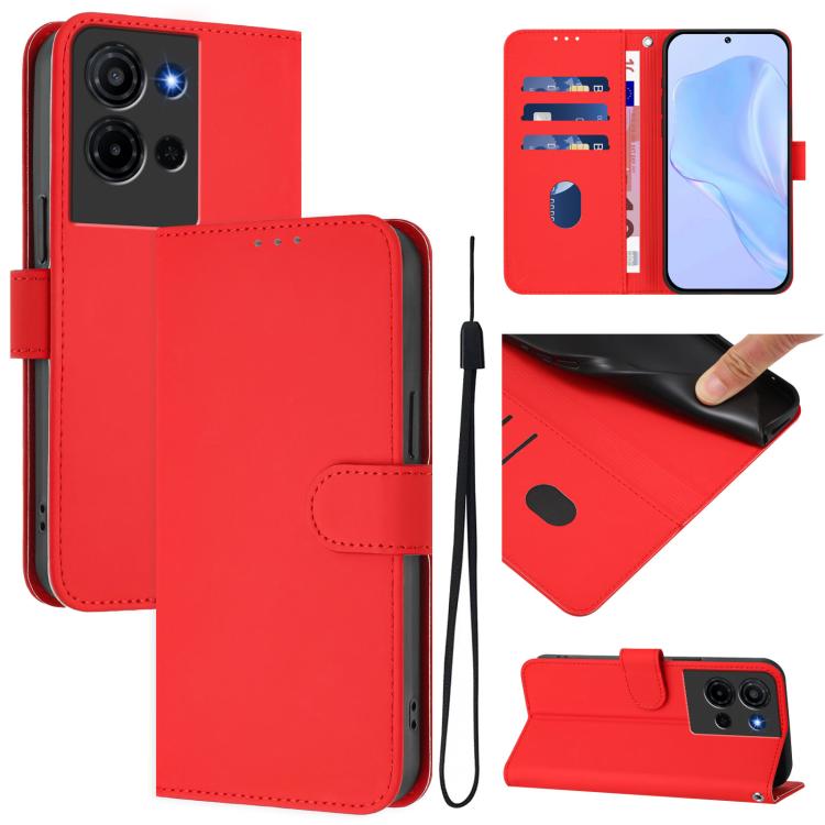 Skin Feel Solid Color Leather Phone Case with Lanyard, For TCL K32 5G / K33 5G, For TCL 60 NxtPaper