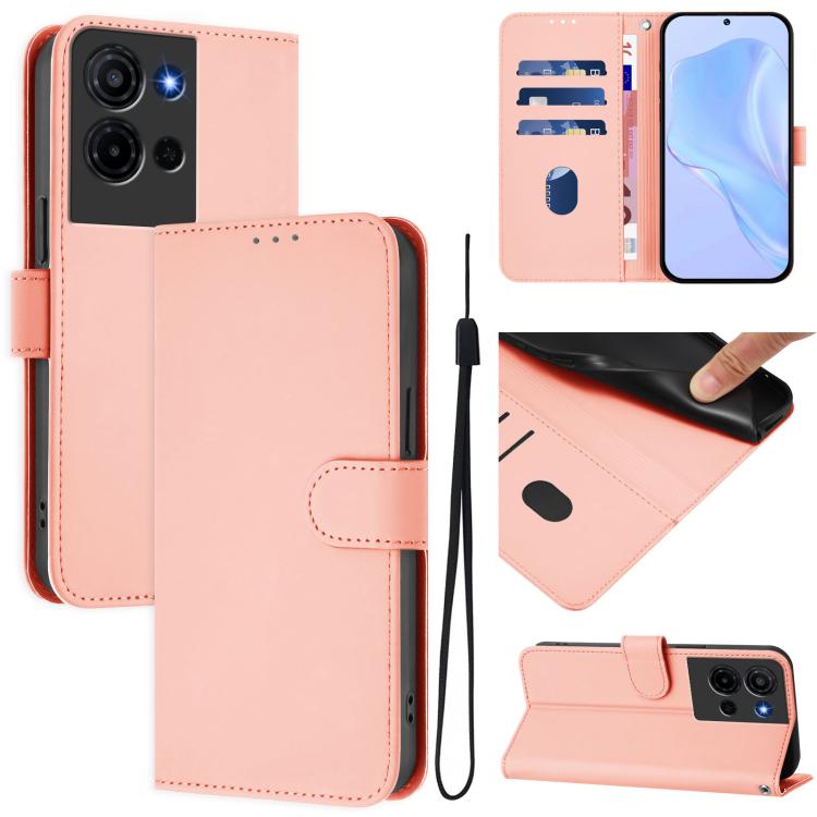 Skin Feel Solid Color Leather Phone Case with Lanyard, For TCL K32 5G / K33 5G, For TCL 60 NxtPaper