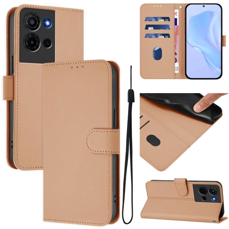 Skin Feel Solid Color Leather Phone Case with Lanyard, For TCL K32 5G / K33 5G, For TCL 60 NxtPaper