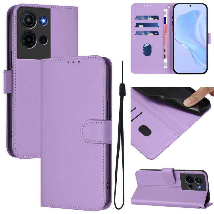 Skin Feel Solid Color Leather Phone Case with Lanyard, For TCL K32 5G / K33 5G, For TCL 60 NxtPaper
