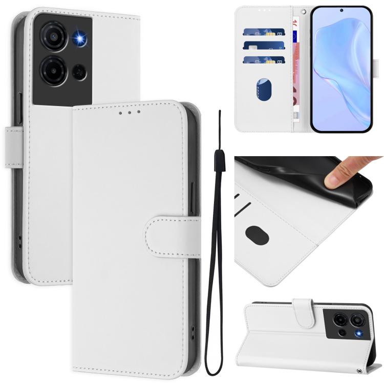Skin Feel Solid Color Leather Phone Case with Lanyard, For TCL K32 5G / K33 5G, For TCL 60 NxtPaper