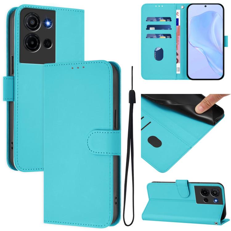 Skin Feel Solid Color Leather Phone Case with Lanyard, For TCL K32 5G / K33 5G, For TCL 60 NxtPaper