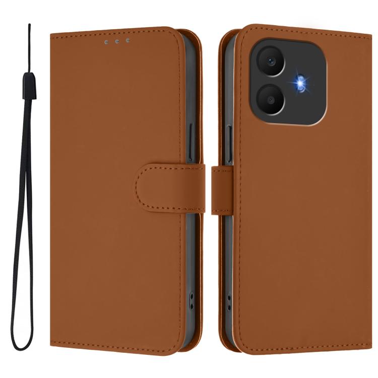 Skin Feel Solid Color Leather Phone Case with Lanyard, For TCL K70 Power 4G / K70 4G, For TCL Nxtpaper 70 Pro 5G