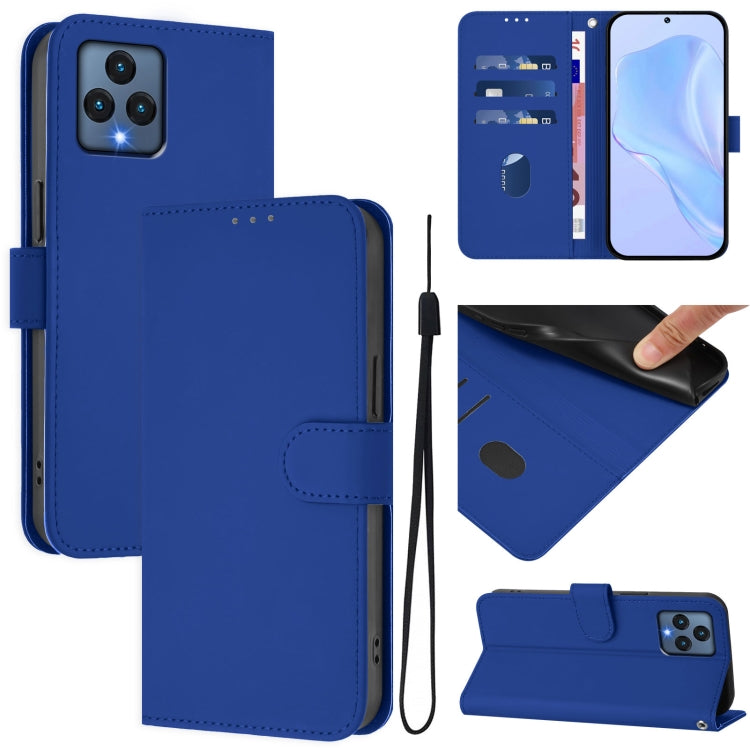 Skin Feel Solid Color Leather Phone Case with Lanyard, For T-Mobile Revvl 6 5G / Revvl 6x 5G