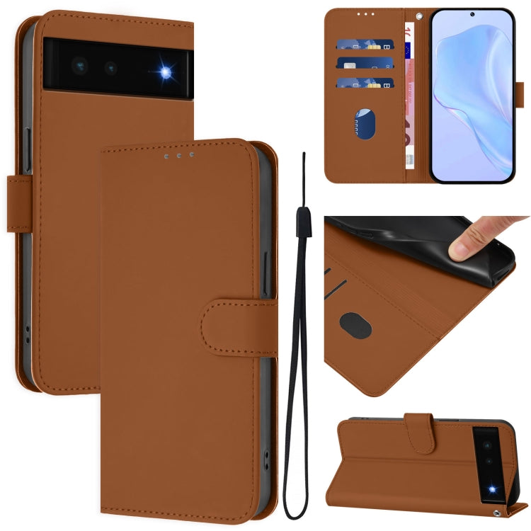 Skin Feel Solid Color Leather Phone Case with Lanyard, For Google Pixel 6 Pro, For Google Pixel 6
