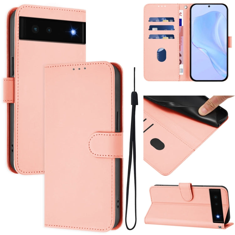 Skin Feel Solid Color Leather Phone Case with Lanyard, For Google Pixel 6 Pro, For Google Pixel 6
