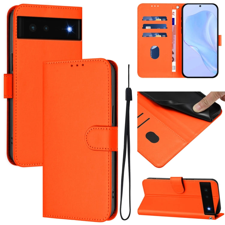 Skin Feel Solid Color Leather Phone Case with Lanyard, For Google Pixel 6 Pro, For Google Pixel 6