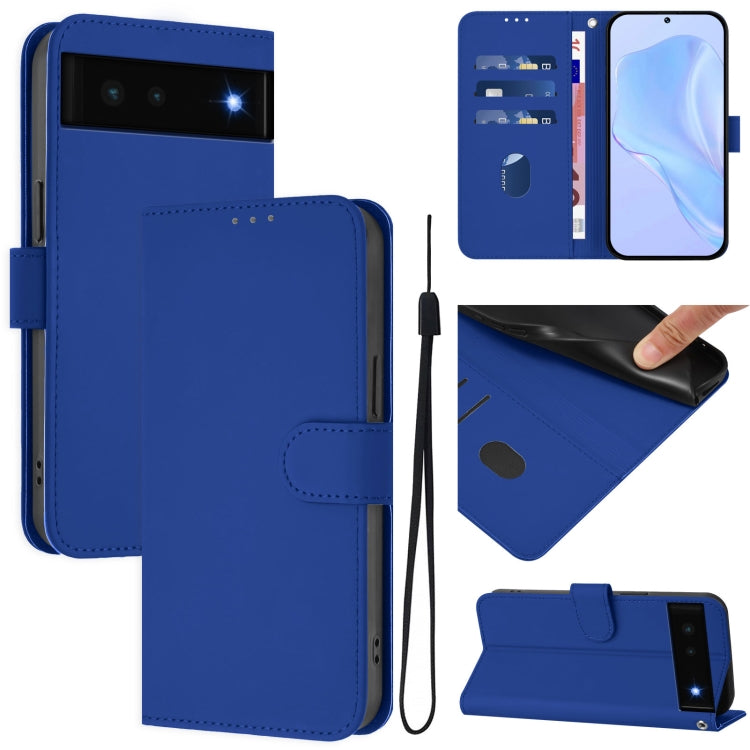 Skin Feel Solid Color Leather Phone Case with Lanyard, For Google Pixel 6 Pro, For Google Pixel 6