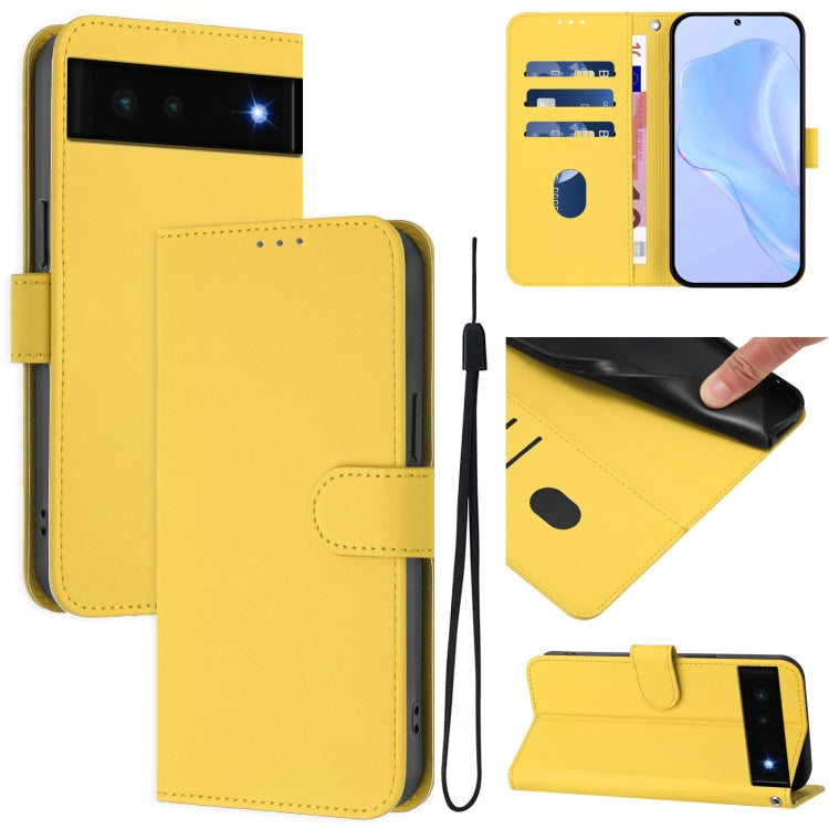 Skin Feel Solid Color Leather Phone Case with Lanyard, For Google Pixel 6 Pro, For Google Pixel 6