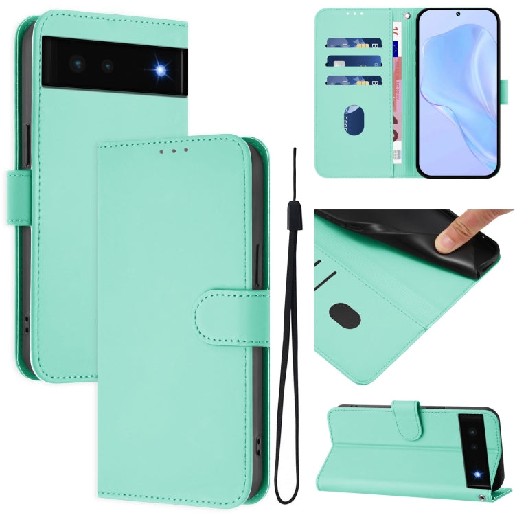 Skin Feel Solid Color Leather Phone Case with Lanyard, For Google Pixel 6 Pro, For Google Pixel 6