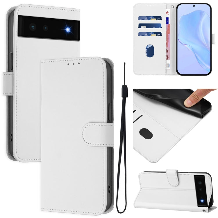Skin Feel Solid Color Leather Phone Case with Lanyard, For Google Pixel 6 Pro, For Google Pixel 6