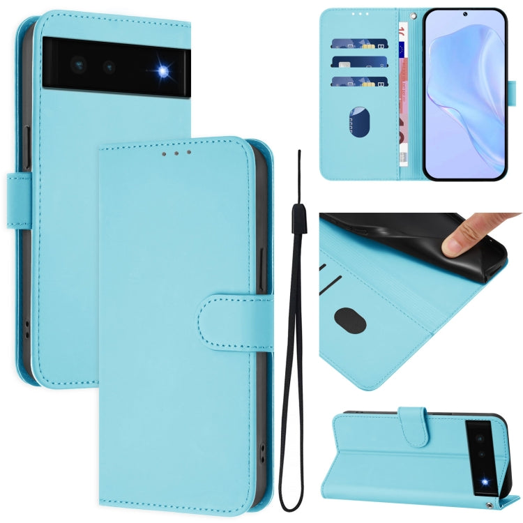 Skin Feel Solid Color Leather Phone Case with Lanyard, For Google Pixel 6 Pro, For Google Pixel 6