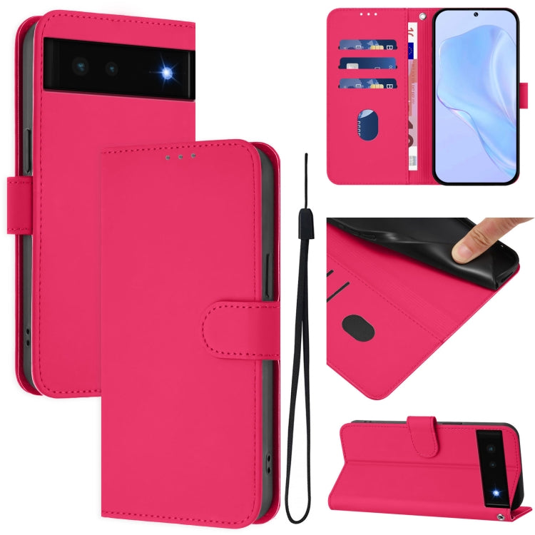Skin Feel Solid Color Leather Phone Case with Lanyard, For Google Pixel 6 Pro, For Google Pixel 6