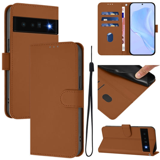 Skin Feel Solid Color Leather Phone Case with Lanyard, For Google Pixel 6 Pro, For Google Pixel 6