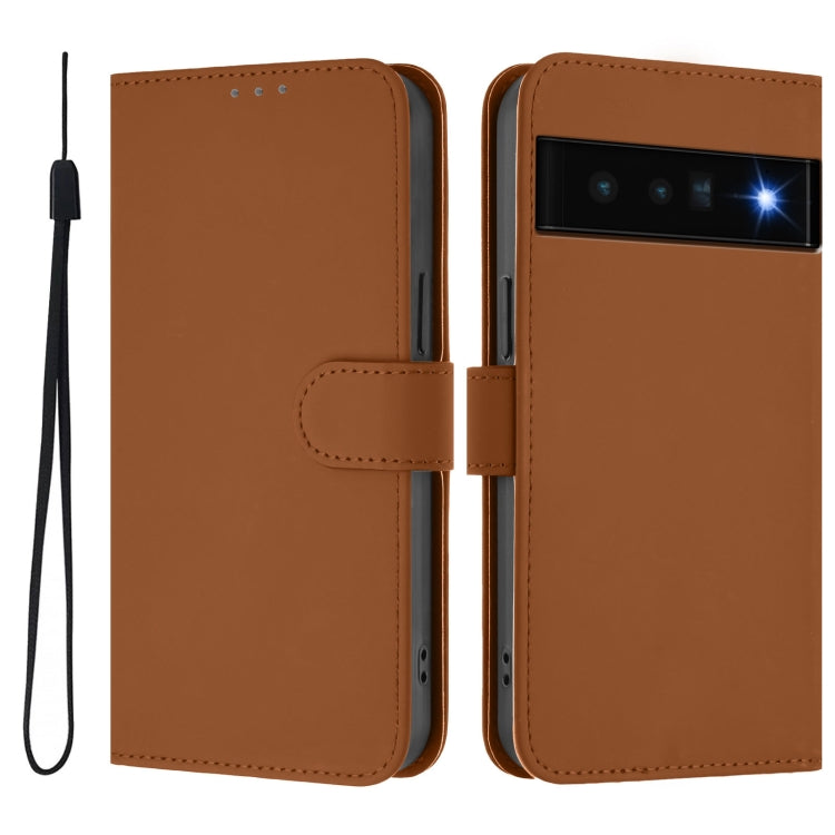 Skin Feel Solid Color Leather Phone Case with Lanyard, For Google Pixel 6 Pro, For Google Pixel 6