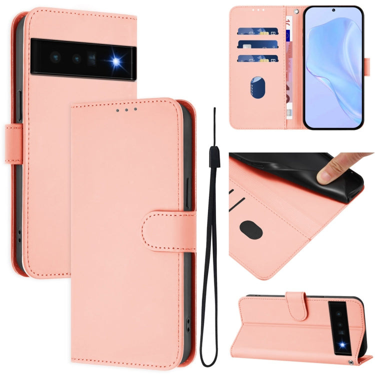 Skin Feel Solid Color Leather Phone Case with Lanyard, For Google Pixel 6 Pro, For Google Pixel 6