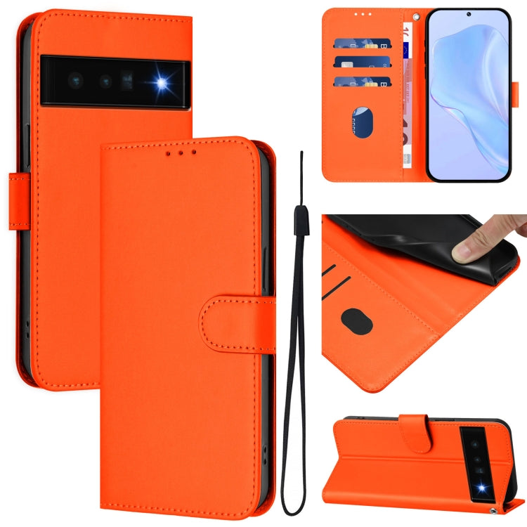 Skin Feel Solid Color Leather Phone Case with Lanyard, For Google Pixel 6 Pro, For Google Pixel 6
