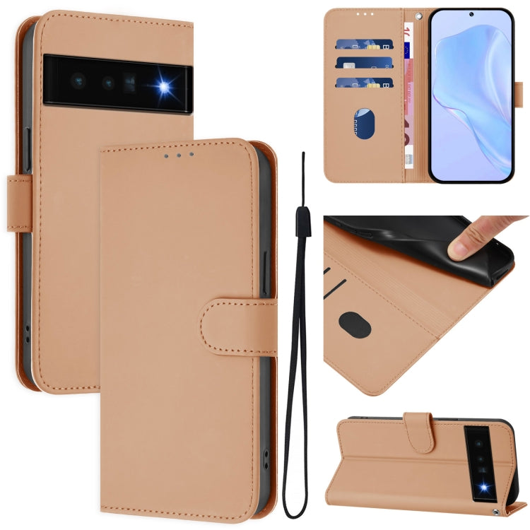 Skin Feel Solid Color Leather Phone Case with Lanyard, For Google Pixel 6 Pro, For Google Pixel 6