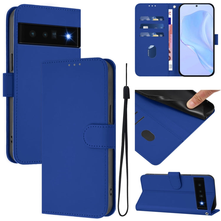 Skin Feel Solid Color Leather Phone Case with Lanyard, For Google Pixel 6 Pro, For Google Pixel 6