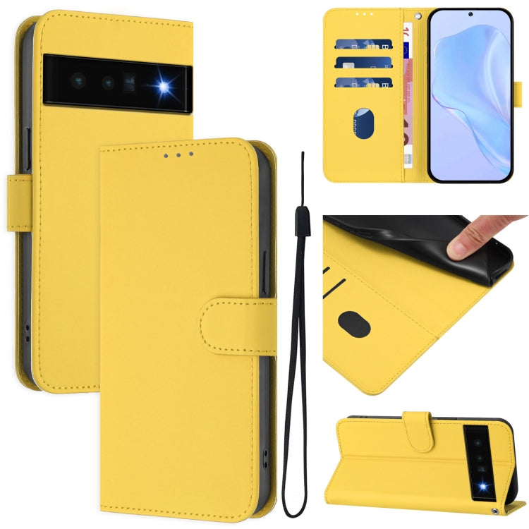 Skin Feel Solid Color Leather Phone Case with Lanyard, For Google Pixel 6 Pro, For Google Pixel 6