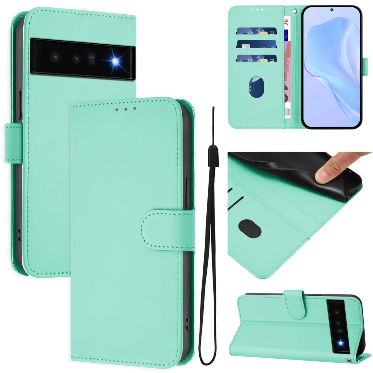 Skin Feel Solid Color Leather Phone Case with Lanyard, For Google Pixel 6 Pro, For Google Pixel 6