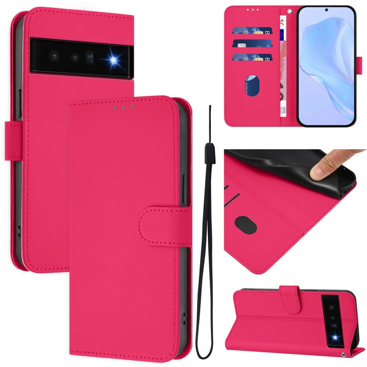 Skin Feel Solid Color Leather Phone Case with Lanyard, For Google Pixel 6 Pro, For Google Pixel 6