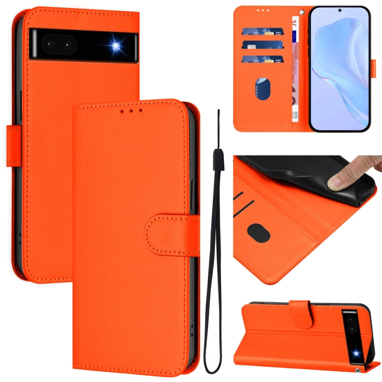 Skin Feel Solid Color Leather Phone Case with Lanyard, For Google Pixel 7, For Google Pixel 6a