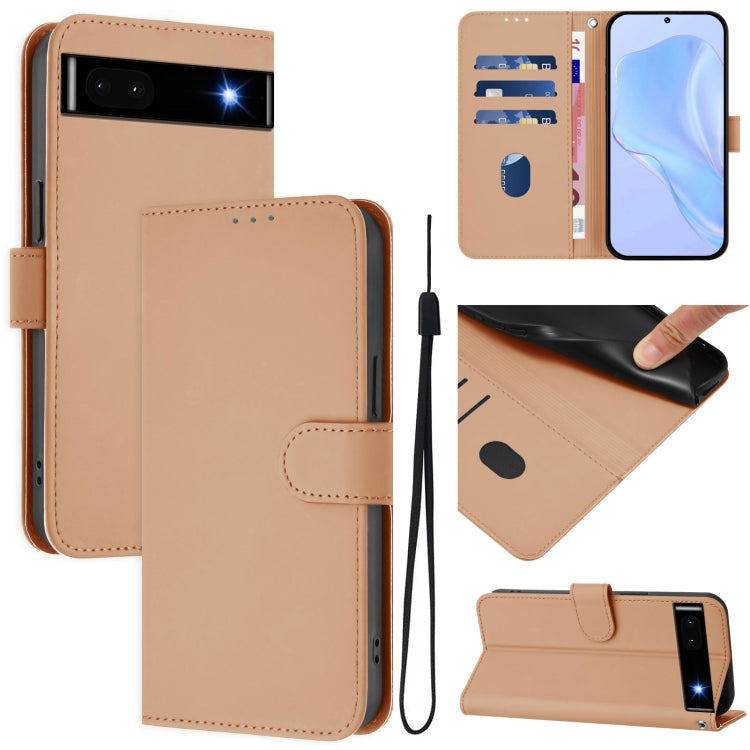 Skin Feel Solid Color Leather Phone Case with Lanyard, For Google Pixel 7, For Google Pixel 6a