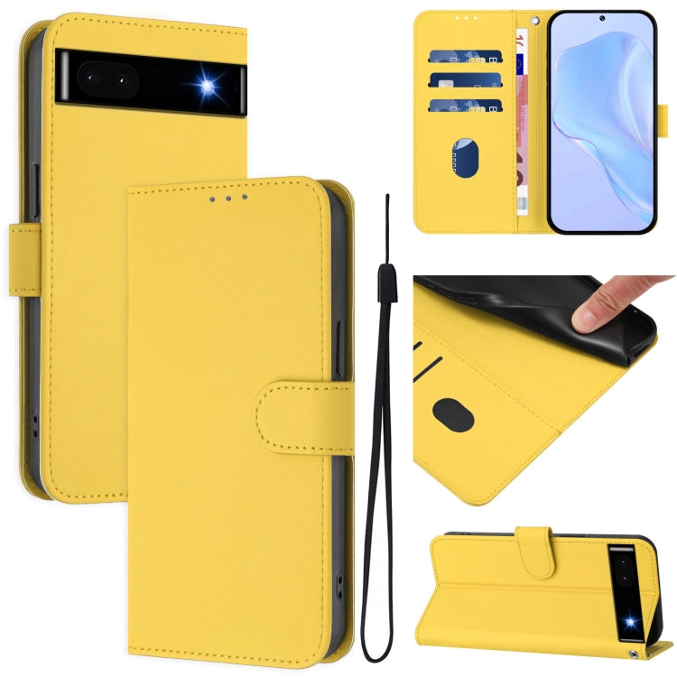 Skin Feel Solid Color Leather Phone Case with Lanyard, For Google Pixel 7, For Google Pixel 6a