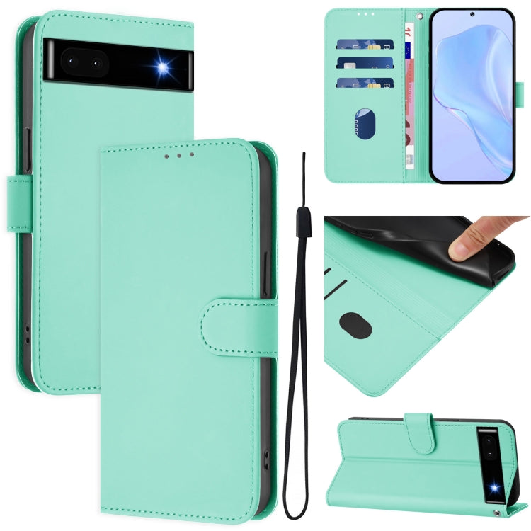 Skin Feel Solid Color Leather Phone Case with Lanyard, For Google Pixel 7, For Google Pixel 6a