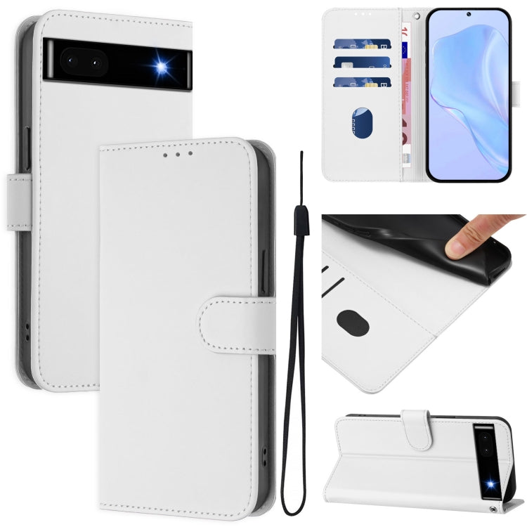 Skin Feel Solid Color Leather Phone Case with Lanyard, For Google Pixel 7, For Google Pixel 6a