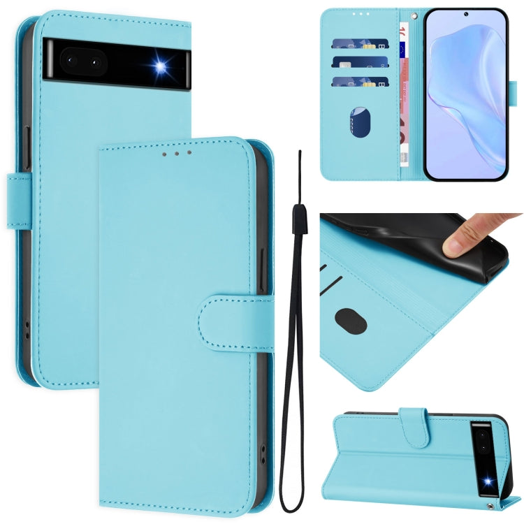 Skin Feel Solid Color Leather Phone Case with Lanyard, For Google Pixel 7, For Google Pixel 6a