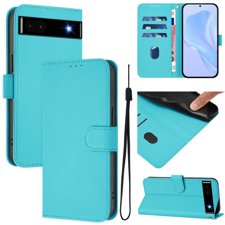 Skin Feel Solid Color Leather Phone Case with Lanyard, For Google Pixel 7, For Google Pixel 6a