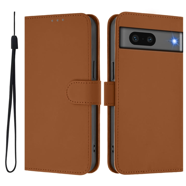 Skin Feel Solid Color Leather Phone Case with Lanyard, For Google Pixel 7, For Google Pixel 6a