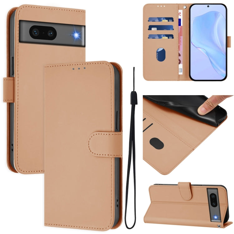 Skin Feel Solid Color Leather Phone Case with Lanyard, For Google Pixel 7, For Google Pixel 6a