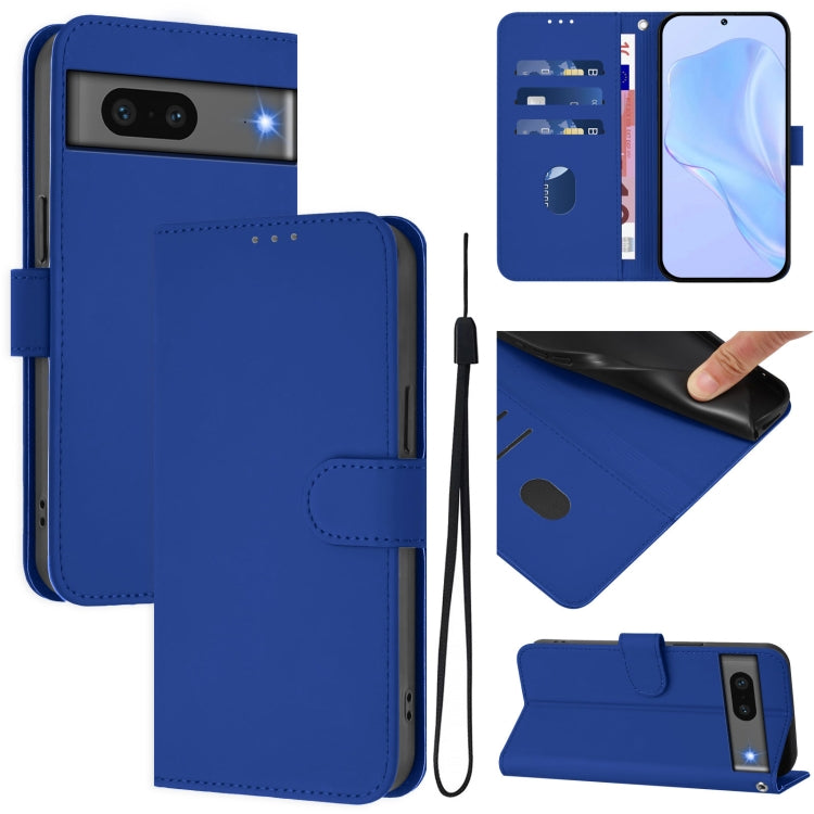 Skin Feel Solid Color Leather Phone Case with Lanyard, For Google Pixel 7, For Google Pixel 6a