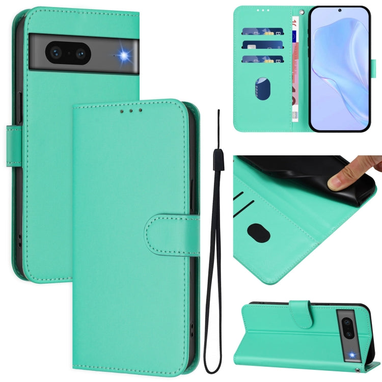 Skin Feel Solid Color Leather Phone Case with Lanyard, For Google Pixel 7, For Google Pixel 6a