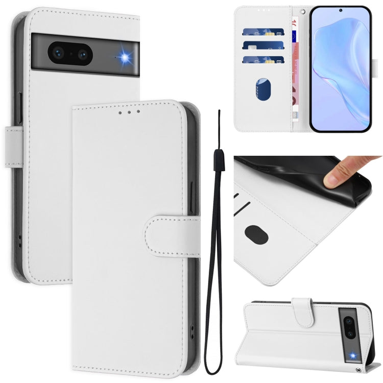 Skin Feel Solid Color Leather Phone Case with Lanyard, For Google Pixel 7, For Google Pixel 6a
