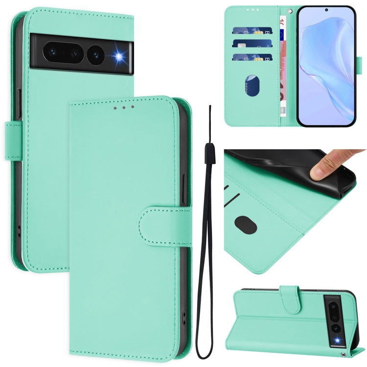Skin Feel Solid Color Leather Phone Case with Lanyard, For Google Pixel 7a, For Google Pixel 7 Pro